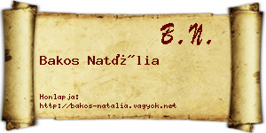 Bakos Natália névjegykártya