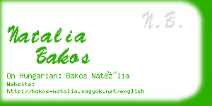 natalia bakos business card